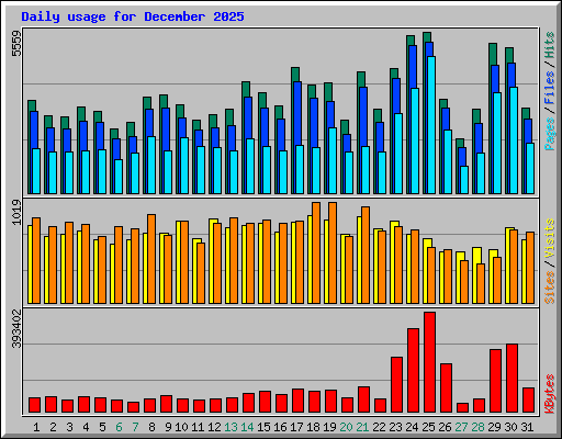 Daily usage for December 2025